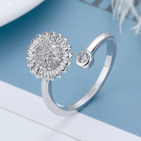 Bague rotative anti-stress personnalisée en laiton avec breloque cœur et diamant violet, tendance