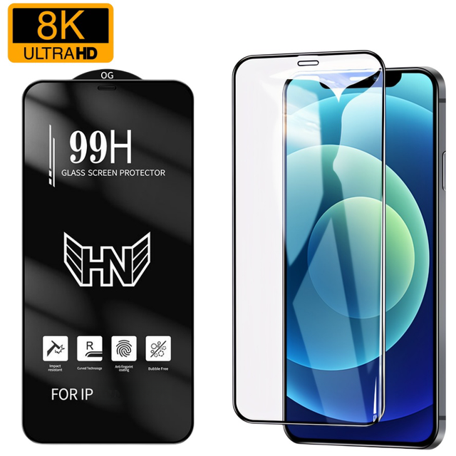 99H Full Glue 3D Curved Edge Ultra HD Tempered Glass Screen Protector Film for IPhone16 17 15 14 13 12 Pro Max Plus Full Cover