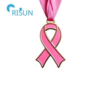 Fabrication de médailles personnalisées pour femmes, en ruban rose pailleté, pour la sensibilisation au cancer du sein, médaille, médaillon, récompense, médaille personnalisée pour le sein