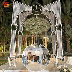 กรอบโลหะสีขาวซุ้มสำหรับงานแต่งงานงานปาร์ตี้ฉากหลังเวทีงานแต่งงานดีไซน์เรียบ - Product Image 1