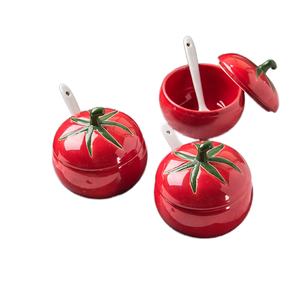 Sunshine alta calidad cerámica en forma de tomate ecológico <span class=keywords><strong>DSX</strong></span> marca Ajo Keepers hierbas especias herramientas lavado a mano solo hogar - Product Image 1