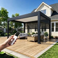 Auvent motorisé mural en aluminium à lames orientables, imperméable et rétractable pour jardin et terrasse
