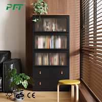 Armoire de rangement multifonctionnelle en acier, grande capacité, étagères réglables pour salon, bar à domicile, design moderne du milieu du siècle