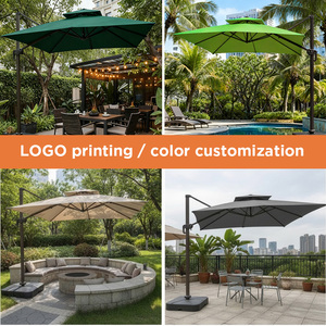 Outdoor Waterproof <b>Windproof</b> Solar Polyester <b>Umbrella</b> With Contemporary Design for Garden Park & Courtyard Outdoor Furniture - Product Image 4