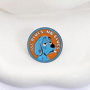 ALL BLUES NO CLUES Cartoon Anime Blauer Trauriger Rauchender Hund Emaille-Pins Liebe Zinklegierung Brosche Rucksack Revers Anstecker Schmuck Geschenk - Product Image 3