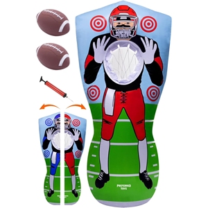 Inflatable Football Target Toss Game Set One Quarterback Practice <b>Dummy</b> with 2 Balls Pump Portable Indoor Outdoor Sports Toy - Product Image 1