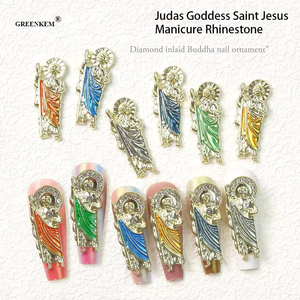 เครื่องประดับเล็บคริสตัลติดเพชรทำจากโลหะ3D ของจูดาสเทพธิดานักบุญพระเยซูทำเล็บประดับพลอยเทียมสำหรับตกแต่งเล็บ - Product Image 2