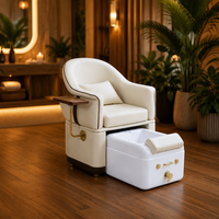 Fauteuil de pédicure électrique moderne de luxe avec lampe LED 7 couleurs, système de jets sans tuyau, drainage automatique, spa pour les pieds pour salon de manucure