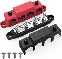 Barre omnibus 12V 250A, bloc de distribution d'alimentation avec 4 goujons M8 (5/16 po), bornier de batterie 12V pour câblage automobile, bateau, solaire