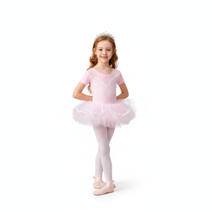 Vestido de Ballet de Encaje Lavanda para Niñas, Disfraz de Danza de Manga Corta con Falda de Tul y Lazo, Tallas 2-12 para Práctica de Danza - Product Image 4