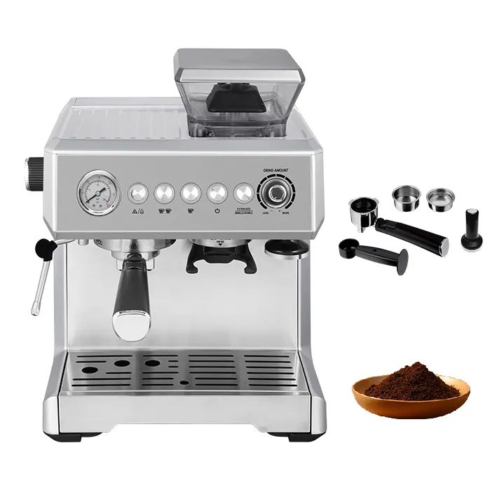 Cafetera expreso italiana de uso doméstico, máquina de café alemana con molinillo