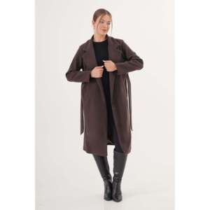 Manteau en cachemire doublé ceinturé pour femme, élégant, à manches longues, chaud, pour l'hiver - Product Image 3