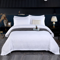Ensemble de literie housse de couette à rayures de haute qualité 1cm ensemble de draps King Size avec double taie d'oreiller pour hôtel économique