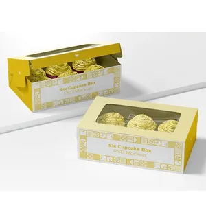 Mini caja de PVC para cupcakes y pasteles, caja para magdalenas y pasteles con ranura única