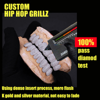 Hip Hop Personnalisé 10k 14k 18k Or 925 Argent Grillz Glacé Moissanite Diamant Grillz Dents Argent Top Six Eignt Down Six Huit