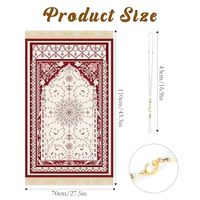 Ensemble de tapis de prière islamique, tapis de prière musulman avec motif floral rouge en forme d'arche Mihrab et tasbih blanc perlé avec pompon, Janamaz fin