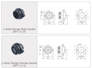 Промышленный авиационный разъем SP17, круглый, винтовой, угловой, штекер-розетка, водонепроницаемый, для светодиодных светильников, наружного применения, 2, 3, 4, 5, 7, 9 контактов - Product Image 6