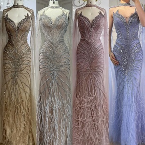 Serene Hill LA72882 Vestidos de Noche de Lujo Color Caramelo con Cuentas y Capa Desmontable Corte Sirena para Fiestas Formales para Mujer - Product Image 2