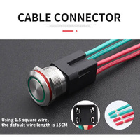 Interrupteur à bouton-poussoir LED en acier inoxydable 20A à courant élevé, 12mm-22mm, 16mm-19mm, anti-vandalisme, à verrouillage instantané, 1NO