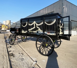 Latest Design Horse Drawn Funeral Hearse Coffin Buggy Motorcycle Funeral Cart Funeral Service Wagon - Product Image 3