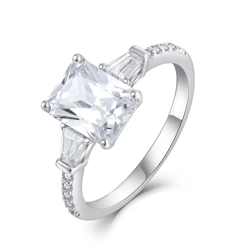 Custom Jewelry Wedding 925 Sterling Silver Women 3 GRA VVS Moissanite Eternity Stone Engagement Wedding Rings For Woman
