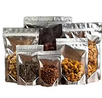 Sachets personnalisés à fond plat pour chocolat, pop-corn, noix et snacks, avec fenêtre transparente et fermeture éclair refermable