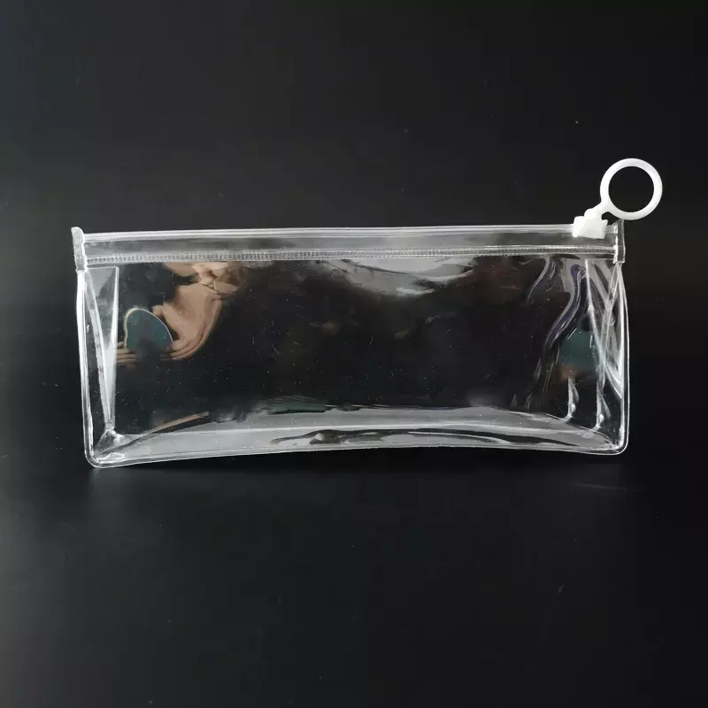 Pochette de maquillage transparente transparente pour toilette de voyage en PVC avec fermeture éclair