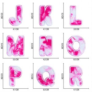 New Iron on 6.5CM Tie-dye Twill Embroidery Hot pink Letter Embroidery Letter Patch for Bag Clothes Hat Decoration - Product Image 5