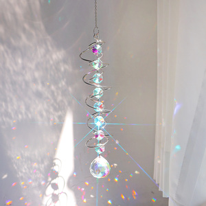 Spiral Wind Spinner Suncatcher <b>Crystal</b> <b>Ball</b> Wind Chimes Rainbow Maker Swivel Hook Garden Decor - Product Image 5