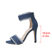W603-2 nouveau pour 2025 dames Denim Cool Design talon haut femmes sandales grande taille 35-43 ventes directes d'usine