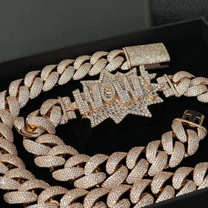 Statement Custom Clasp 20mm Cuban Link <b>Chain</b> <b>Iced</b> <b>Out</b> 925 Sterling Sliver Vvs Moissanite Unique Cuban <b>Chain</b> - Product Image 2