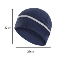 Bonnet unisexe en polaire tricoté avec broderie 3D et bande réfléchissante pour sports d'hiver en extérieur, course nocturne, ski, équitation et par temps froid