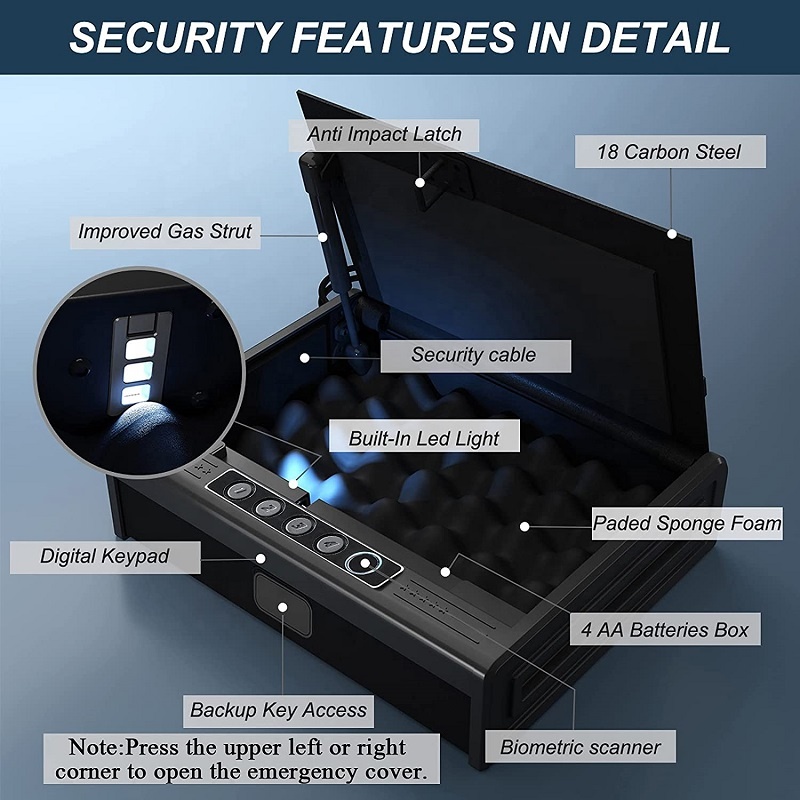 Quick Access Multiple Pistol Safe Box with Semiconductor Biometric Lock