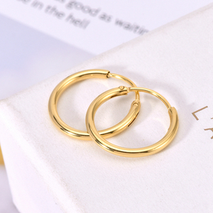 Boucles d'oreilles en acier inoxydable plaqué or chinois pour femmes, accessoires de bijoux les <span class=keywords><strong>moins</strong></span> chers, simples et modernes, vente en gros - Product Image 4