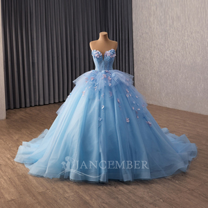 <span class=keywords><strong>Abito</strong></span> <span class=keywords><strong>da</strong></span> <span class=keywords><strong>Sposa</strong></span> Blu Jancember 251123, Vestito <span class=keywords><strong>da</strong></span> Cerimonia Floreale, <span class=keywords><strong>Abito</strong></span> <span class=keywords><strong>da</strong></span> Ballo in Tulle Pastello, Vestido De Novia per Matrimonio e Feste in Giardino - Product Image 5