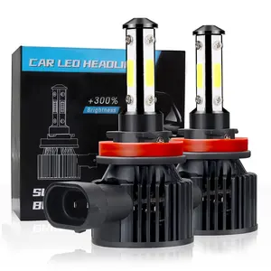 Lampu depan LED 360 4 sisi, sistem pencahayaan otomatis lampu berkendara bohlam s12v 9005 9006 H7 H1 H4 40W