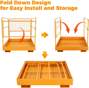 Carretilla elevadora <span class=keywords><strong>de</strong></span> Metal fuerte, jaulas <span class=keywords><strong>de</strong></span> seguridad diseñadas plegables, cesta elevadora para hombre <span class=keywords><strong>de</strong></span> 36x36 pulgadas, horquillas <span class=keywords><strong>de</strong></span> palé, plataforma <span class=keywords><strong>de</strong></span> trabajo sin ruedas - Product Image 3