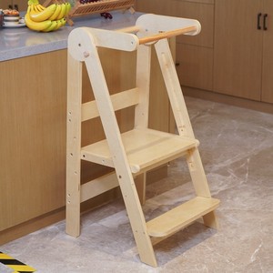 Jia Nuo Crafts Wooden <b>Learning</b> <b>Tower</b> For Kids With Handrails Foldable Stool For Kitchen Use - Product Image 2