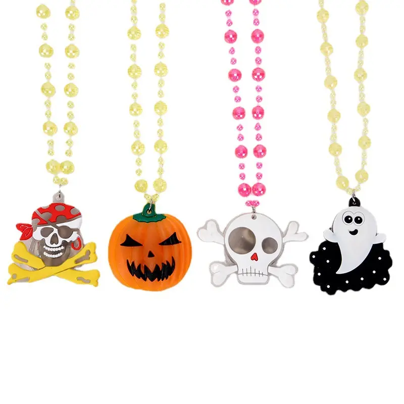 Benutzer definierte Großhandel DIY Kinder Zappeln Spielzeug Halloween Led Zubehör Geschenk Halskette Schmuck Geschenk Halloween Party Gefälligkeiten leuchten Spielzeug