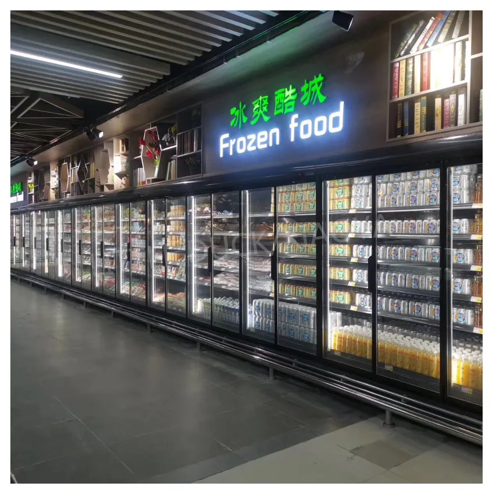 सुपरमार्केट पेय रेफ्रिजरेटर के लिए फ्रीजर, पेय के लिए वाणिज्यिक फ्रिज, रेफ्रिजरेटेड सुपरमार्केट कूलर का उत्पादन करता है
