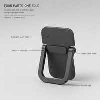 Support d'ordinateur portable invisible en alliage d'aluminium, pliable, adhésif, support pour ordinateur portable, à coller et à décoller, pour bureau, noir