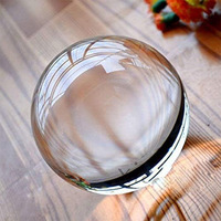 Sphère en cristal acrylique transparent de 70mm avec support en bois Boule de cristal de guérison pour la méditation, décoration de la maison Différentes tailles