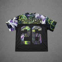 T-shirt Homme Col V Imprimé Personnalisé Coupe Ample Épaules Tombantes 100% Polyester Style Crop Oversize Maillot de Football en Mesh