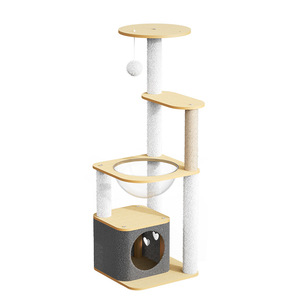 Árbol rascador grande de MDF para gatos, con cama tipo cápsula espacial, plataforma y poste rascador, todo en uno. - Product Image 5