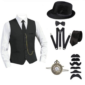 Gilet Retrò <span class=keywords><strong>Taglie</strong></span> <span class=keywords><strong>Forti</strong></span>, <span class=keywords><strong>Costume</strong></span> di Capodanno, Medievale Anni '20, da Gentiluomo Ricco, Cosplay, per Feste di Carnevale, Accessori per Balli a Tema Gatsby - Product Image 1