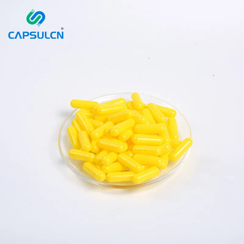 CapsulCN HPMC جميع اللون الحلال النقي مشرق الأصفر الليمون الأصفر واضح كبسولات نباتية خضروات فارغة كبسولات