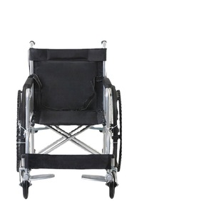 Fauteuil roulant pliant manuel en acier au carbone avec siège souple, double frein, pour usage médical et massage - Product Image 5