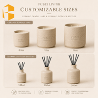 Coffret cadeau FUBEI LIVING : pot en céramique beige et diffuseur à bâtonnets pour mariage, parfum d'ambiance, aromathérapie, décoration élégante, pots à bougies