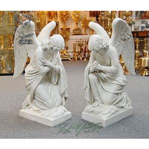 Decoración de cementerio al aire libre estatua de resina de tamaño natural estatua de Ángel rezando de fibra de vidrio a la venta - Product Image 5