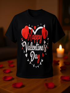 T-shirt Happy Valentine's Day da uomo a maniche corte in cotone stampato casual con scollo a O vestibilità regolare - Product Image 2